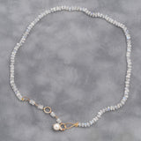 Moonstone Bead with Pearl Drop Necklace