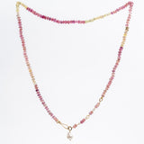 Shades of Pink Sapphire with Pearl drop Necklace