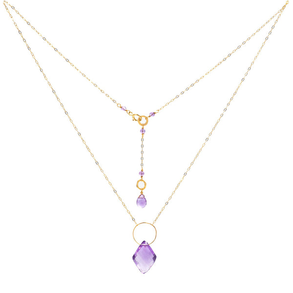 Lavender Rhombus Amethyst Necklace A