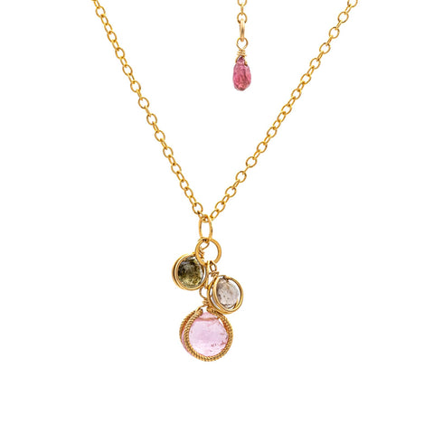 Multicolor Tourmalines Basket Necklace