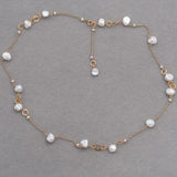 Keshi Pearl Chain & Ring Necklace