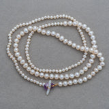 Fresh Water Pearl Long Necklace with Amethyst toggle