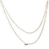 Fresh Water Pearl Long Necklace with Amethyst toggle