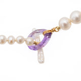 Fresh Water Pearl Long Necklace with Amethyst toggle