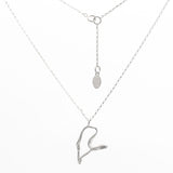 Big Heart Swooping Silver Pendant Necklace