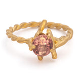 Pink Tourmaline Twig Prong Ring