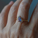 Rose-cut Blue Sapphire and Diamond Ring