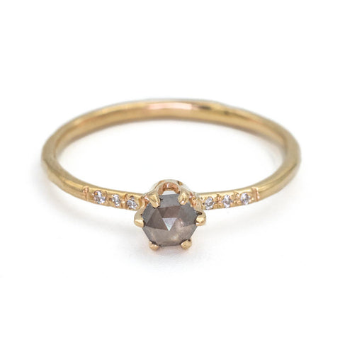 Gray Hex Diamond Sparkle Ring