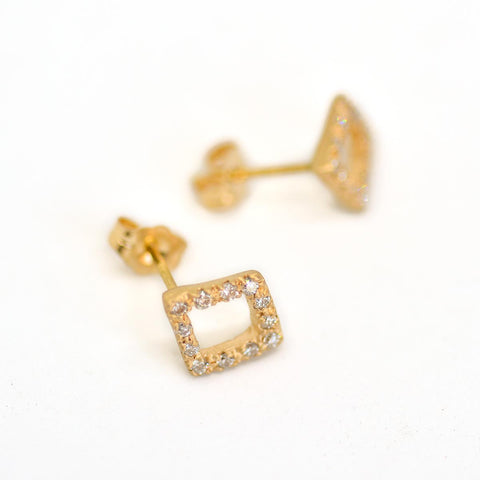 Sparkle Frame Diamond Pave Stud Earrings