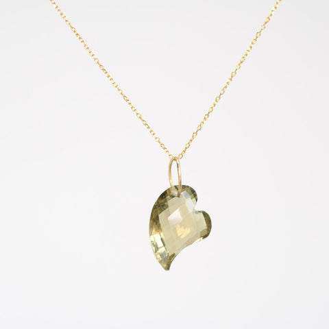 Swooping Heart Olive Quartz Necklace