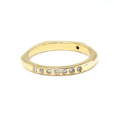 Double-faced Gold ring - 7 diamonds x 1 garnet