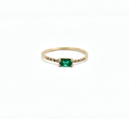 Emerald Brick Sparkle Ring