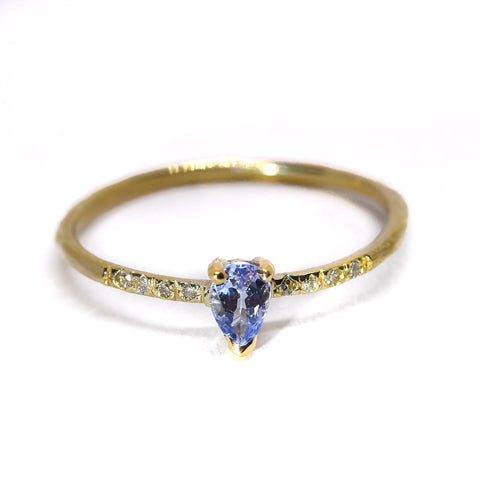 Tanzanite Shield Sparkle Ring